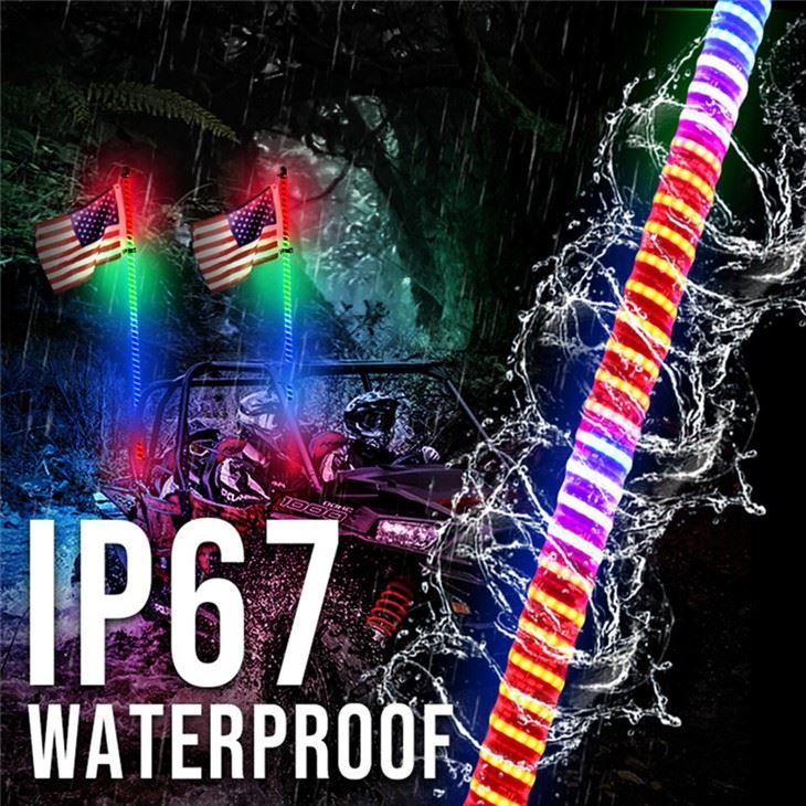 12V LED IP67 Blue Tooth Remote Control RGB Whip Light